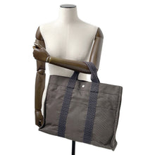 Load image into Gallery viewer, HERMES Her Line Tote Gray Nylon Canvas Size MM
