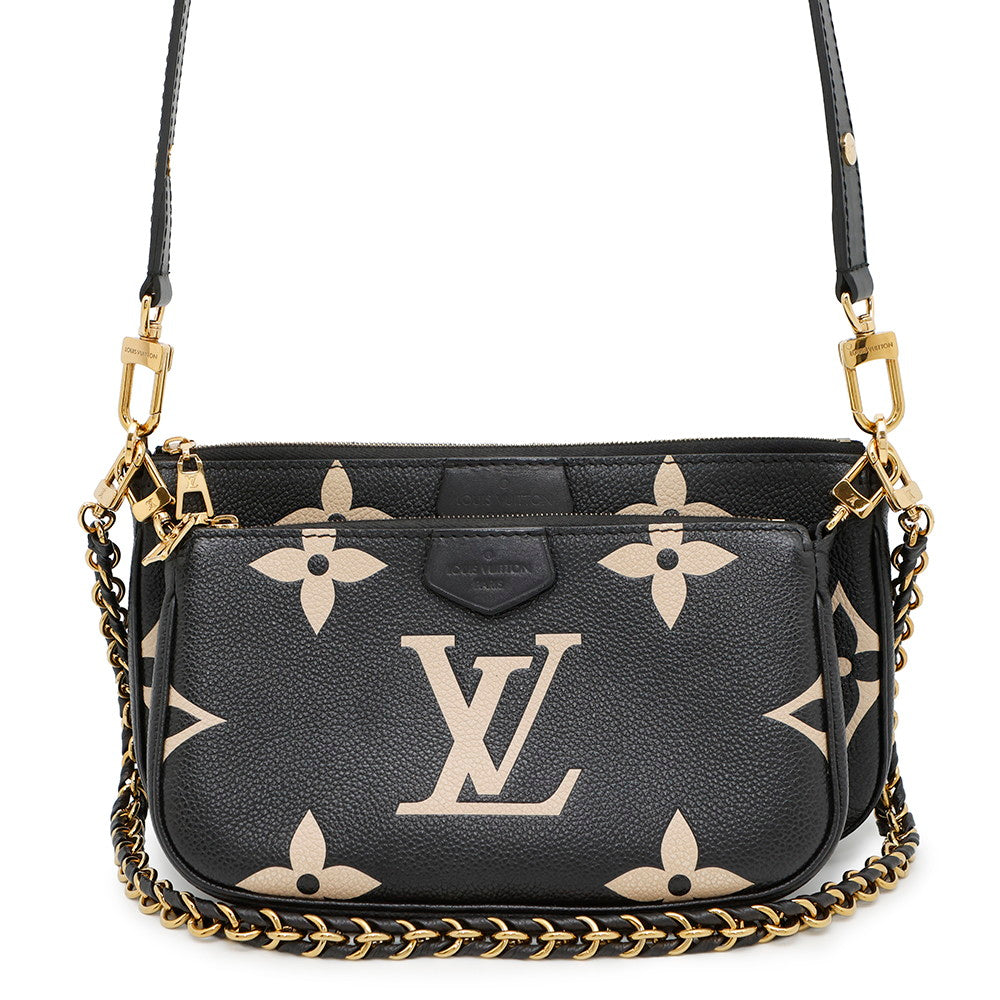 LOUIS VUITTON ★Multi Pochette Accessories Noir/BeigeM45777 Bicolor Monogram Empreinte Leather