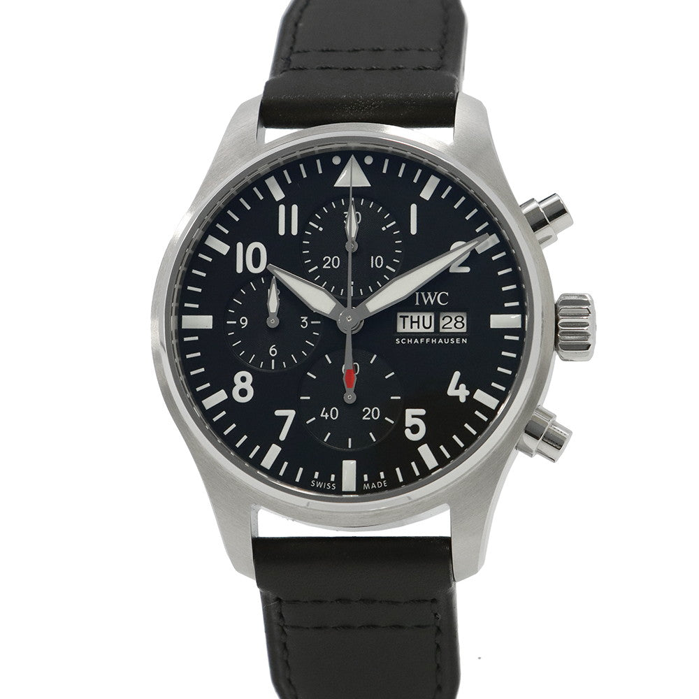 IWC Pilot watch W43mm Stainless Steel Leather Black DialIW378001