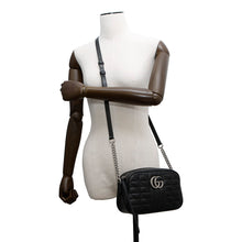 将图像加载到图库查看器中，GUCCI GG Marmont Shoulder Bag Black447632 Leather
