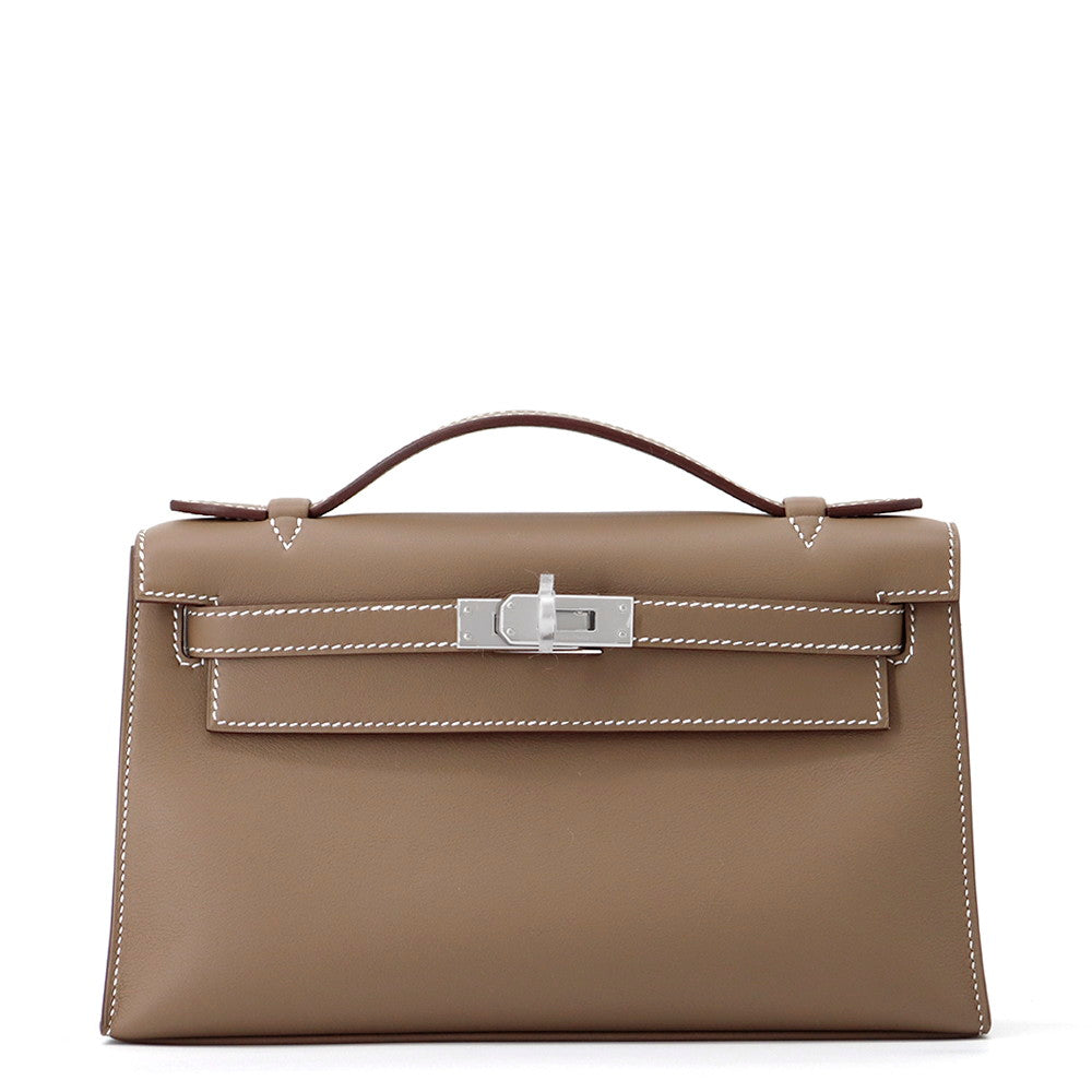 HERMES PochetteKelly Etoupe Swift Leather