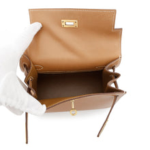 将图像加载到图库查看器中，HERMES Mini Kelly Natural Courchevel
