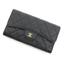 Load image into Gallery viewer, CHANEL Tri-fold Long Wallet BlackAP0241 Caviar Leather
