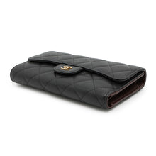 Load image into Gallery viewer, CHANEL Tri-fold Long Wallet BlackAP0241 Caviar Leather
