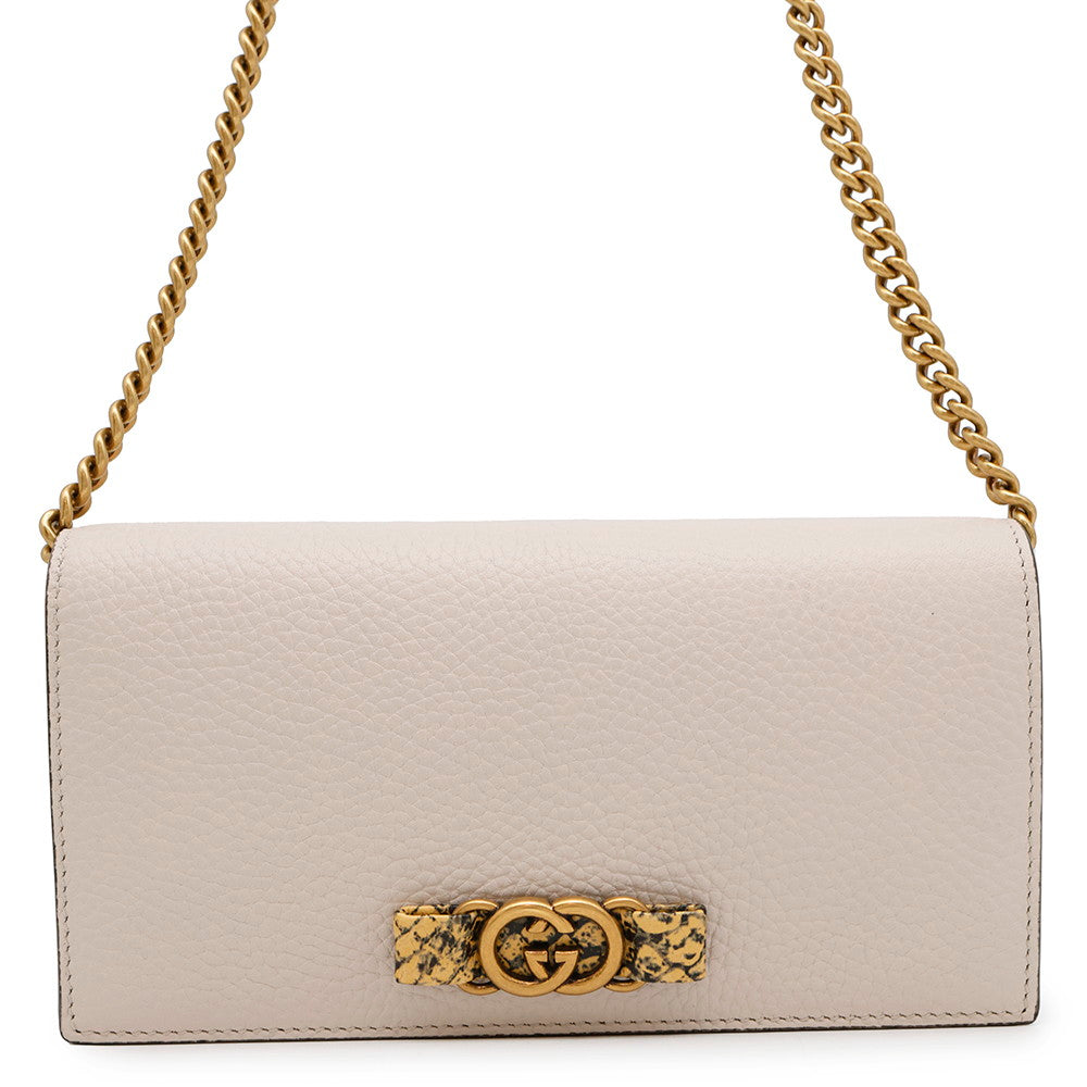 GUCCI Interlocking Chain Wallet Ivory746056 Leather