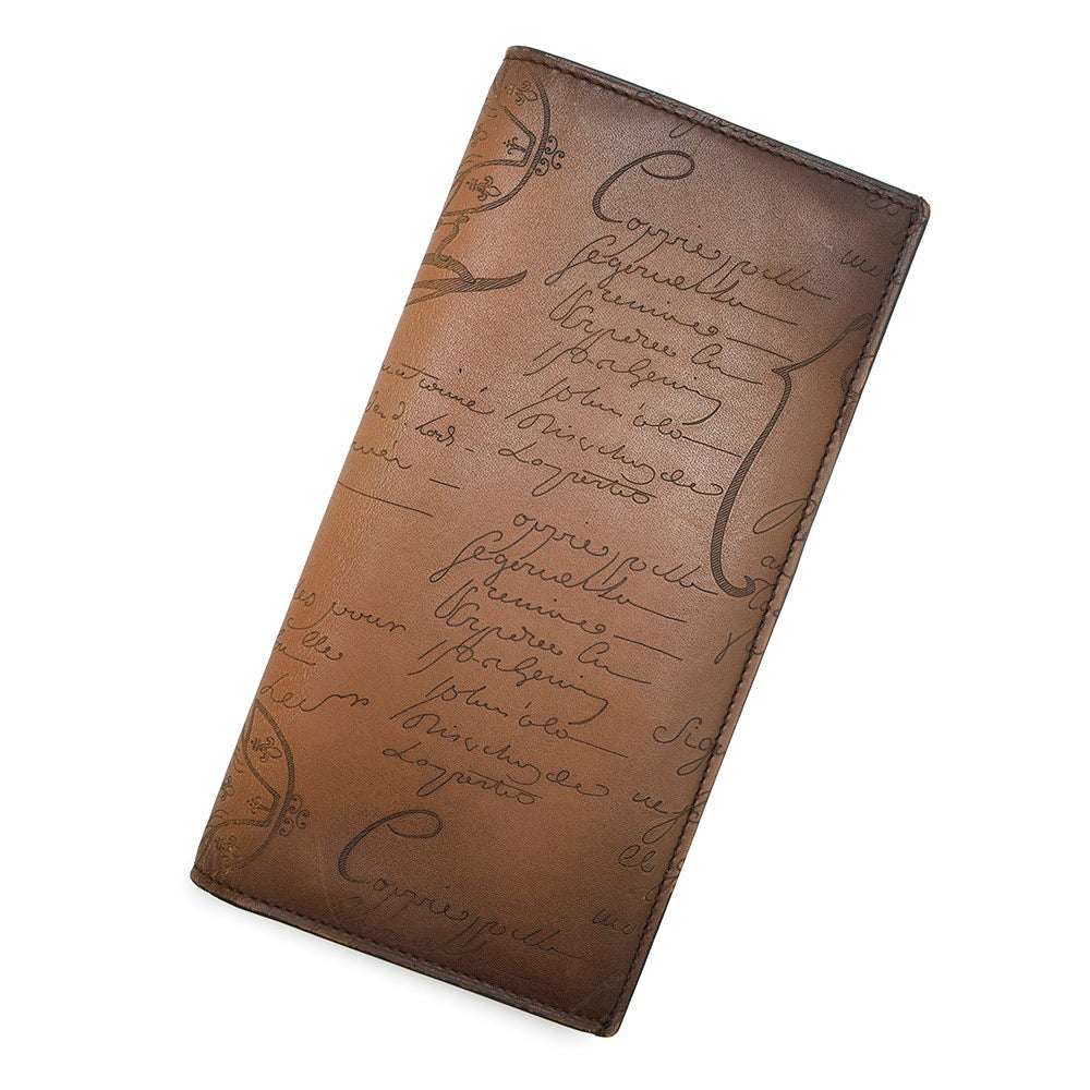 Berluti Calligraphy Folded Wallet Brown Leather