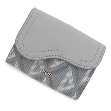 将图像加载到图库查看器中，Dior CDDiamond Saddle Card Case Gray Leather PVC

