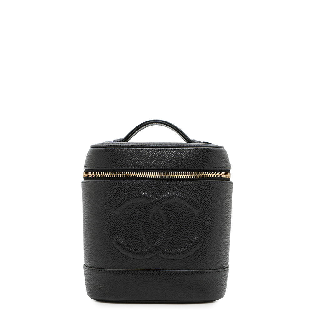 CHANEL CC Logo Vertical Vanity BlackA01998 Caviar Leather