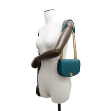 将图像加载到图库查看器中，CHANEL Matelasse Chain Shoulder Bag Green Leather

