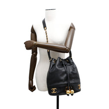 将图像加载到图库查看器中，CHANEL Triple Coco Chain Drawstring Bag Black Caviar Leather
