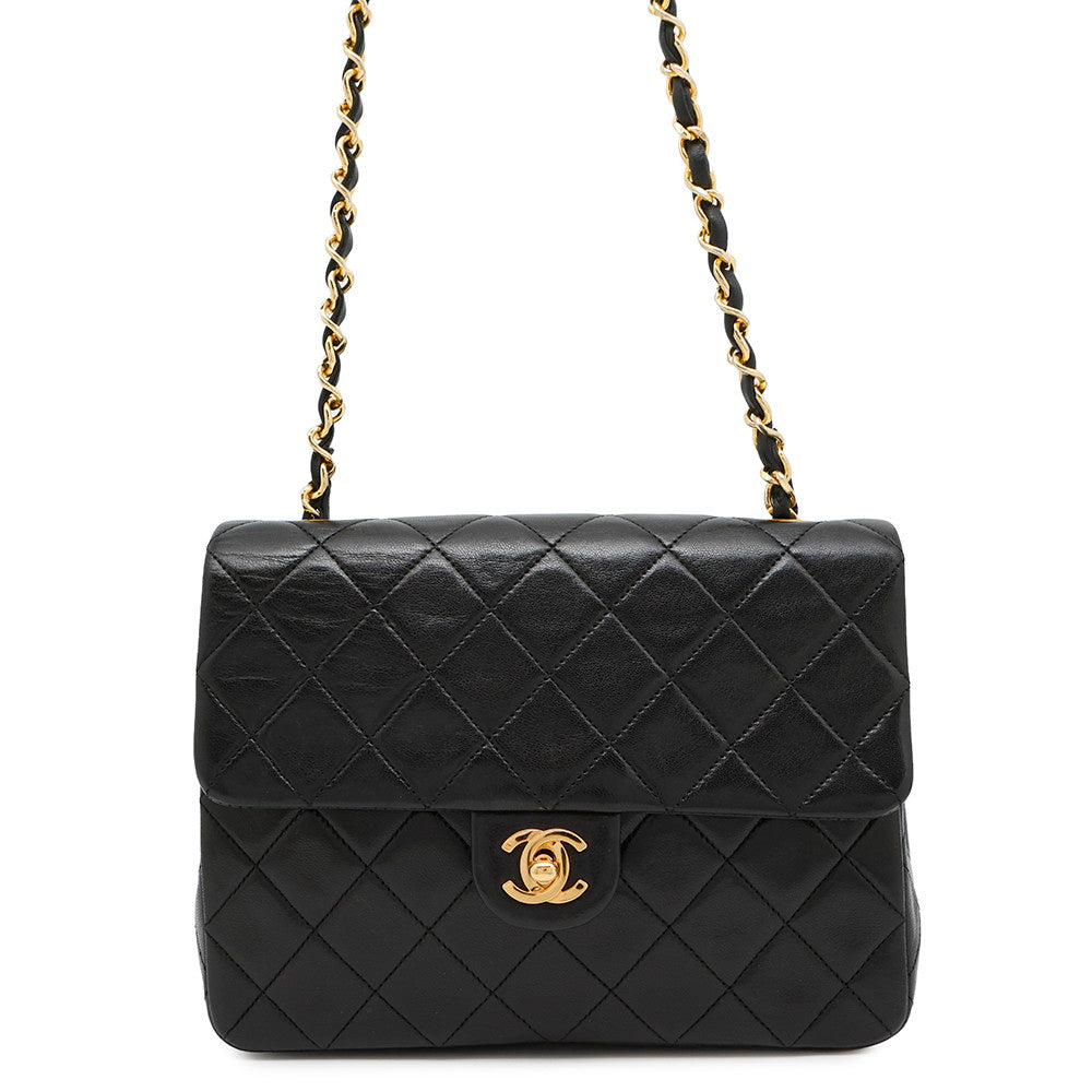 CHANEL Mini Matelasse Chain Bag BlackA01163 Lambskin Size 20