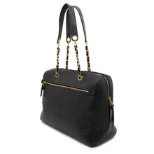 将图像加载到图库查看器中，CHANEL CC Logo Chain Travel Bag Black Caviar Leather
