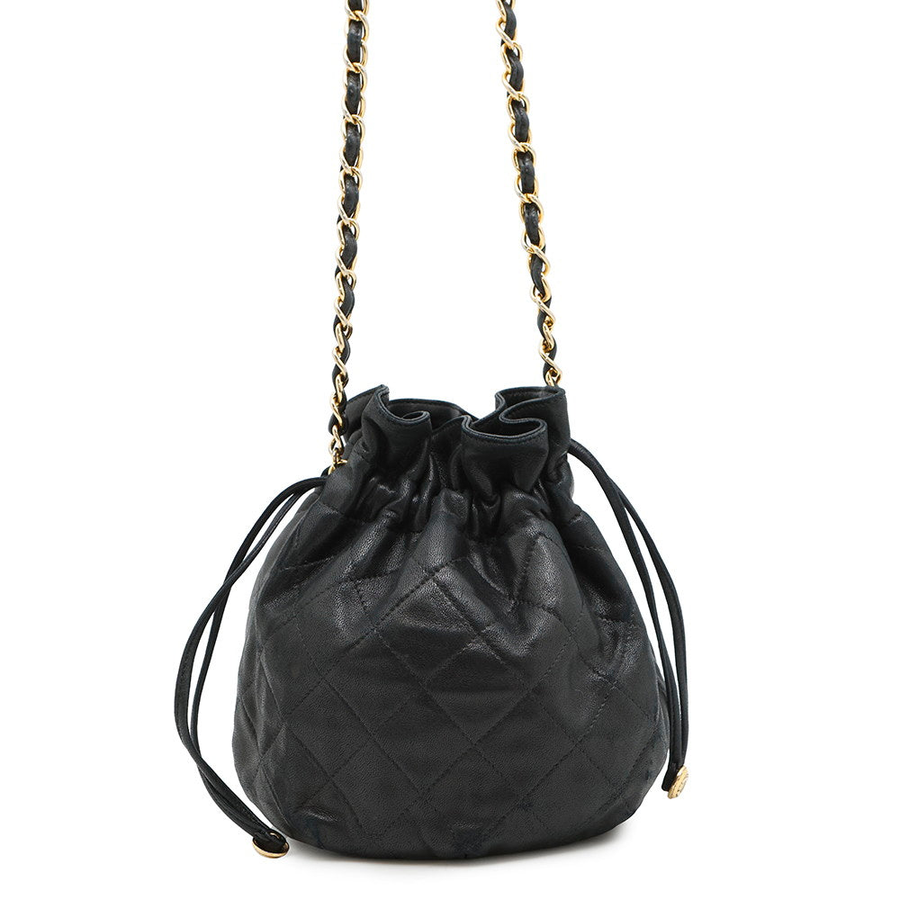 CHANEL ChainDrawstring BagBag Black Lambskin