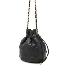 将图像加载到图库查看器中，CHANEL ChainDrawstring BagBag Black Lambskin
