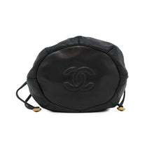将图像加载到图库查看器中，CHANEL ChainDrawstring BagBag Black Lambskin
