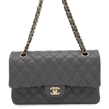 将图像加载到图库查看器中，CHANEL Matelasse Double Flap Chain Shoulder Bag GrayA01112 Caviar Leather Size 25
