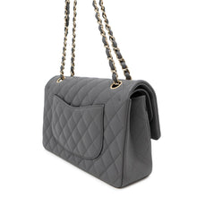 将图像加载到图库查看器中，CHANEL Matelasse Double Flap Chain Shoulder Bag GrayA01112 Caviar Leather Size 25
