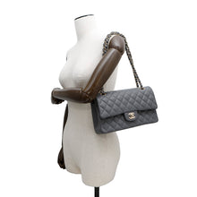 将图像加载到图库查看器中，CHANEL Matelasse Double Flap Chain Shoulder Bag GrayA01112 Caviar Leather Size 25
