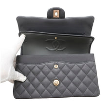 将图像加载到图库查看器中，CHANEL Matelasse Double Flap Chain Shoulder Bag GrayA01112 Caviar Leather Size 25
