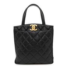 将图像加载到图库查看器中，CHANEL Decacoco Tote Bag Black Caviar Leather
