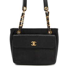 将图像加载到图库查看器中，CHANEL CC Logo ChainTote Bag Black Caviar Leather

