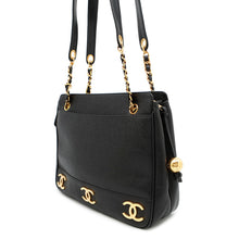 将图像加载到图库查看器中，CHANEL Chain Tote Bag BlackA03675 Caviar Leather
