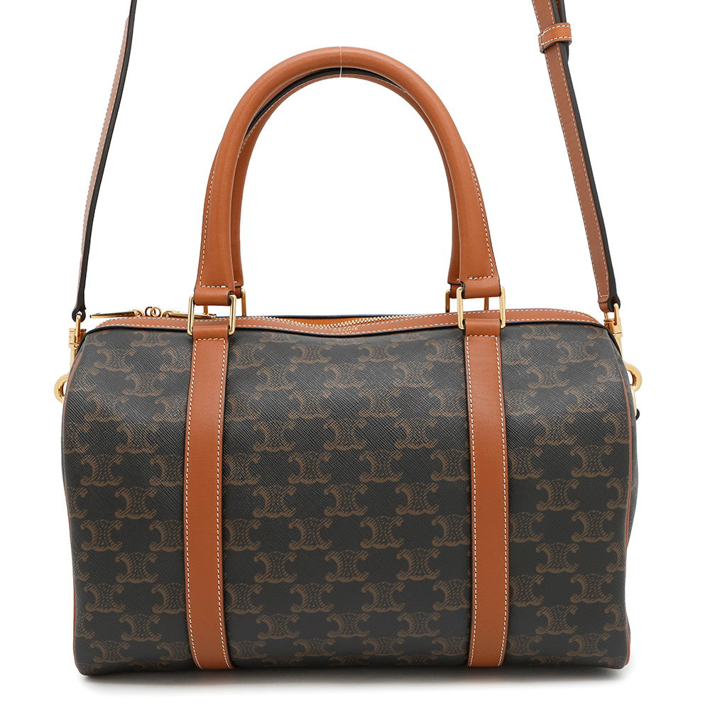 CELINE Triomphe 2-way Boston bag Tan119572 PVC Leather Size Mini