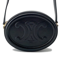 将图像加载到图库查看器中，CELINE Oval Purse Cuir Triomphe Shoulder Bag Black10I703 Leather
