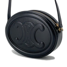 将图像加载到图库查看器中，CELINE Oval Purse Cuir Triomphe Shoulder Bag Black10I703 Leather
