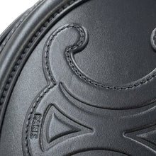 将图像加载到图库查看器中，CELINE Oval Purse Cuir Triomphe Shoulder Bag Black10I703 Leather
