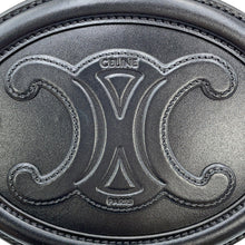 将图像加载到图库查看器中，CELINE Oval Purse Cuir Triomphe Shoulder Bag Black10I703 Leather
