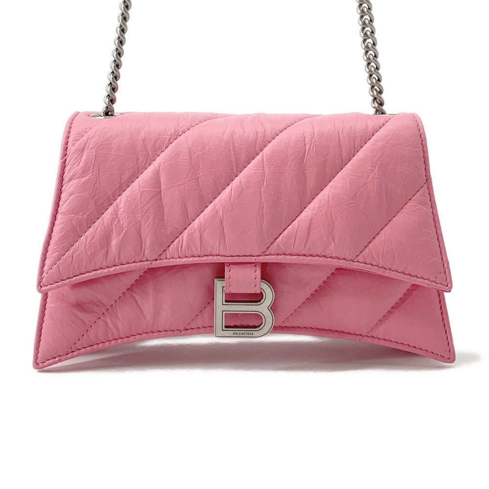 BALENCIAGA Crush 2WAY Shoulder Bag Pink736016 Leather Size XS