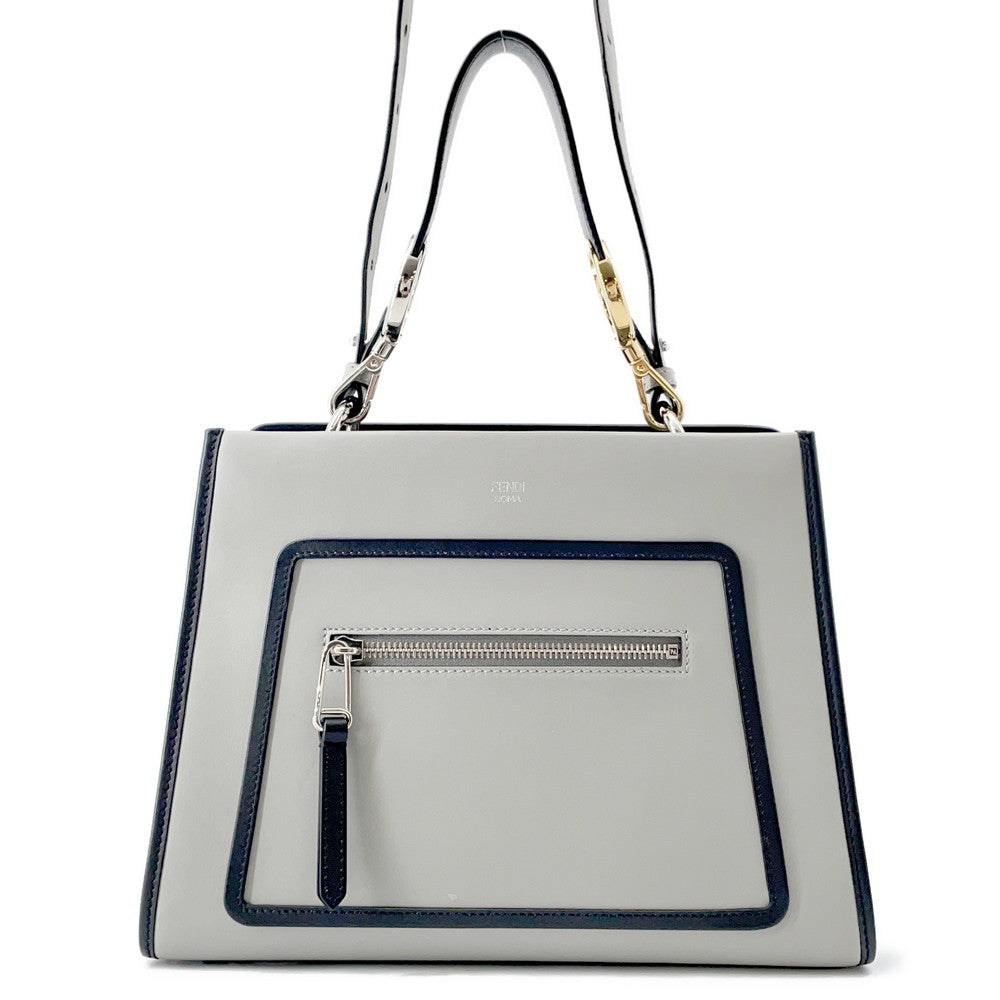 FENDI Runaway Gray/Black8BH344 Leather Size Small