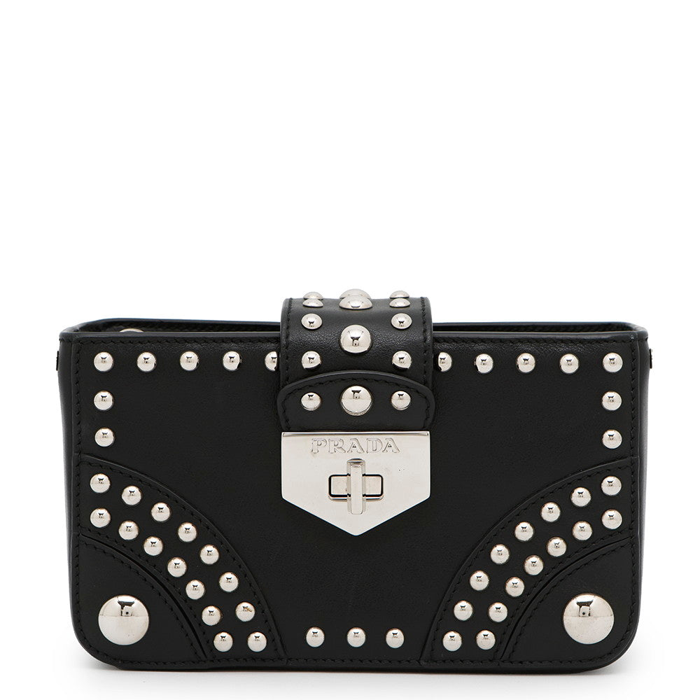 PRADA Studded Pouch Black1N1843 Leather