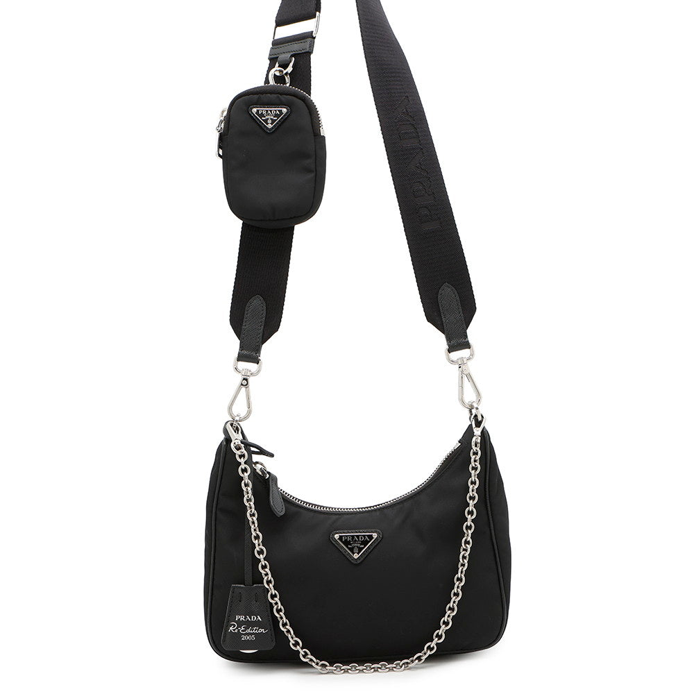 PRADA Re-Edition 2005 Re-Nylon Shoulder Bag Black1BH204 Nylon