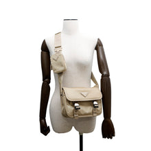 将图像加载到图库查看器中，PRADA Re-Nylon xSaffiano Leather Shoulder Bag Beige2VD034 Nylon Leather
