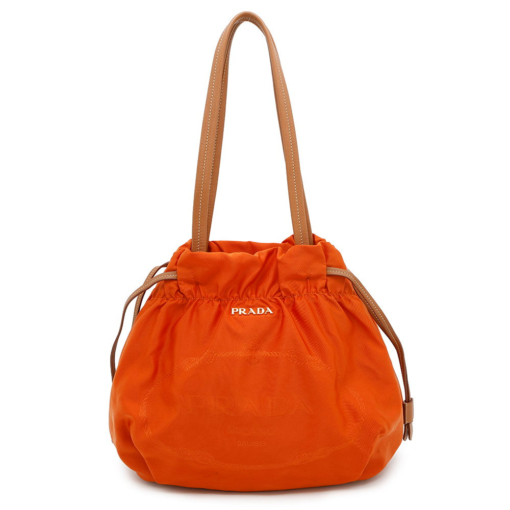 PRADA ★Nylon Handbag OrangeBN1757 Nylon Leather