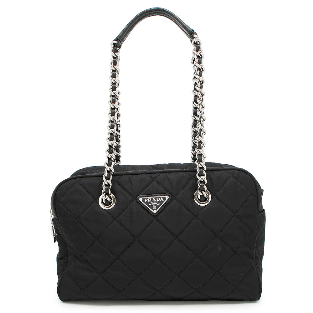 PRADA Impuntu Chain Tote Bag Black1BB903 Nylon
