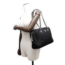 将图像加载到图库查看器中，PRADA Impuntu Chain Tote Bag Black1BB903 Nylon
