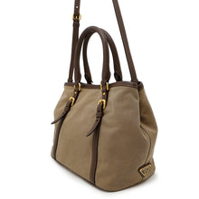 将图像加载到图库查看器中，PRADA Logo Jacquard 2-way Tote Bag Brown/KhakiBN1841 Leather Canvas
