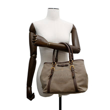 将图像加载到图库查看器中，PRADA Logo Jacquard 2-way Tote Bag Brown/KhakiBN1841 Leather Canvas
