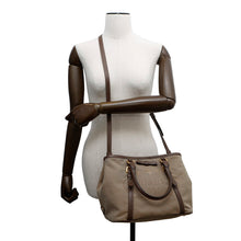 将图像加载到图库查看器中，PRADA Logo Jacquard 2-way Tote Bag Brown/KhakiBN1841 Leather Canvas
