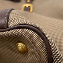 将图像加载到图库查看器中，PRADA Logo Jacquard 2-way Tote Bag Brown/KhakiBN1841 Leather Canvas
