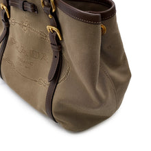 将图像加载到图库查看器中，PRADA Logo Jacquard 2-way Tote Bag Brown/KhakiBN1841 Leather Canvas
