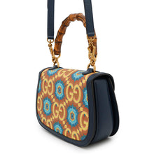 将图像加载到图库查看器中，GUCCI Bamboo 1947 GUCCI100 2-Way Handbag 100th Anniversary Model Blue/Orange678489 Bamboo Leather Size Medium
