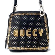Load image into Gallery viewer, GUCCI GUCCY Print SEGA Collaboration Mini Shoulder Bag Black/Gold511189 Leather
