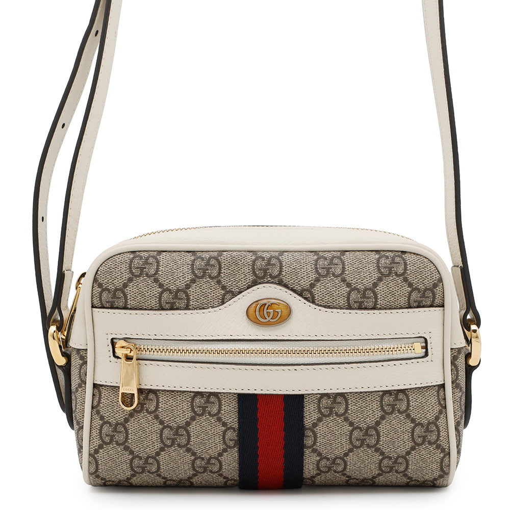 GUCCI Ophidia GG Supreme Mini Shoulder Bag Beige/White517350 PVC Leather