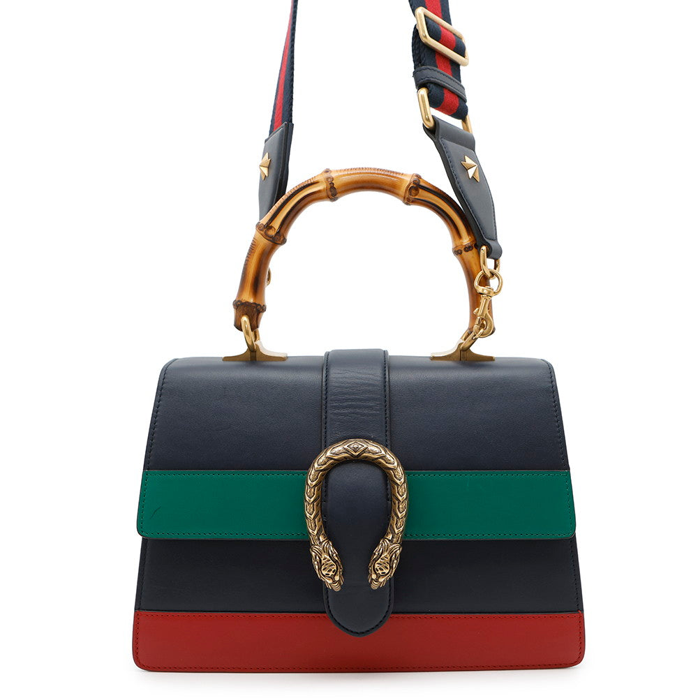 GUCCI Dionysus 2-Way Handbag Navy/Green/Red448075 Bamboo Leather