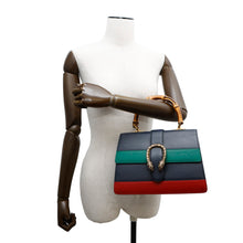 将图像加载到图库查看器中，GUCCI Dionysus 2-Way Handbag Navy/Green/Red448075 Bamboo Leather
