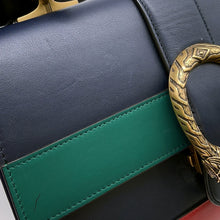 将图像加载到图库查看器中，GUCCI Dionysus 2-Way Handbag Navy/Green/Red448075 Bamboo Leather
